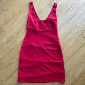 Marc New York Size 4 Red Dress Exposed Side Zip Sleeveless Square Neck